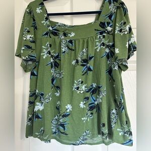 Lucky Brand Green Floral Blouse